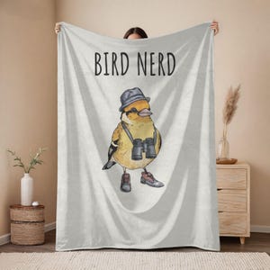 Bird Nerd Minky Blanket, Cozy Gift for Bird Lovers, Boho Blanket, Bird Watching Throw, Twitcher Blanket, Avian Fan Gift,Cute Funny Bird Nerd