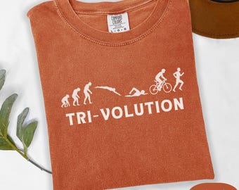 Camiseta de triatlón Comfort Colors, camiseta de triatleta, regalo Trivolution, camiseta para nadar, andar en bicicleta, correr, camiseta para nadador, ciclista y corredor, regalo para triatleta
