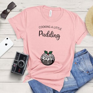 Cooking A Little Pudding Christmas Pregnancy Announcement Shirt, Maternity Shirt, Xmas Pregnant T-shirt, Festive Pregnancy Reveal Tshirt image 2