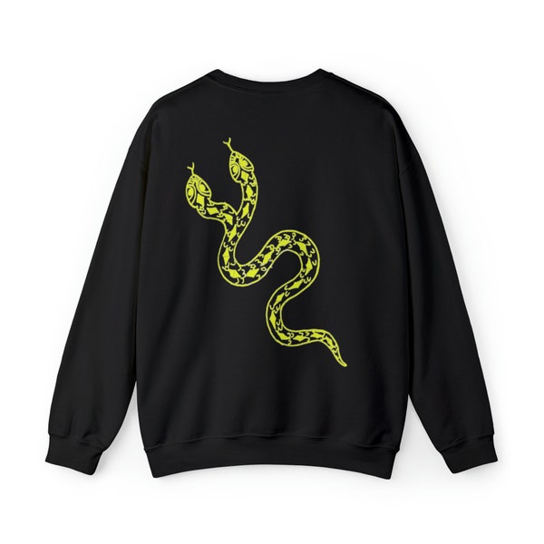 Serpent Double-Headed Snake Crew Neck Sweater, Unique Animal Print Sweater, Reptile Lover Gift,Two-Headed Serpent Sweater