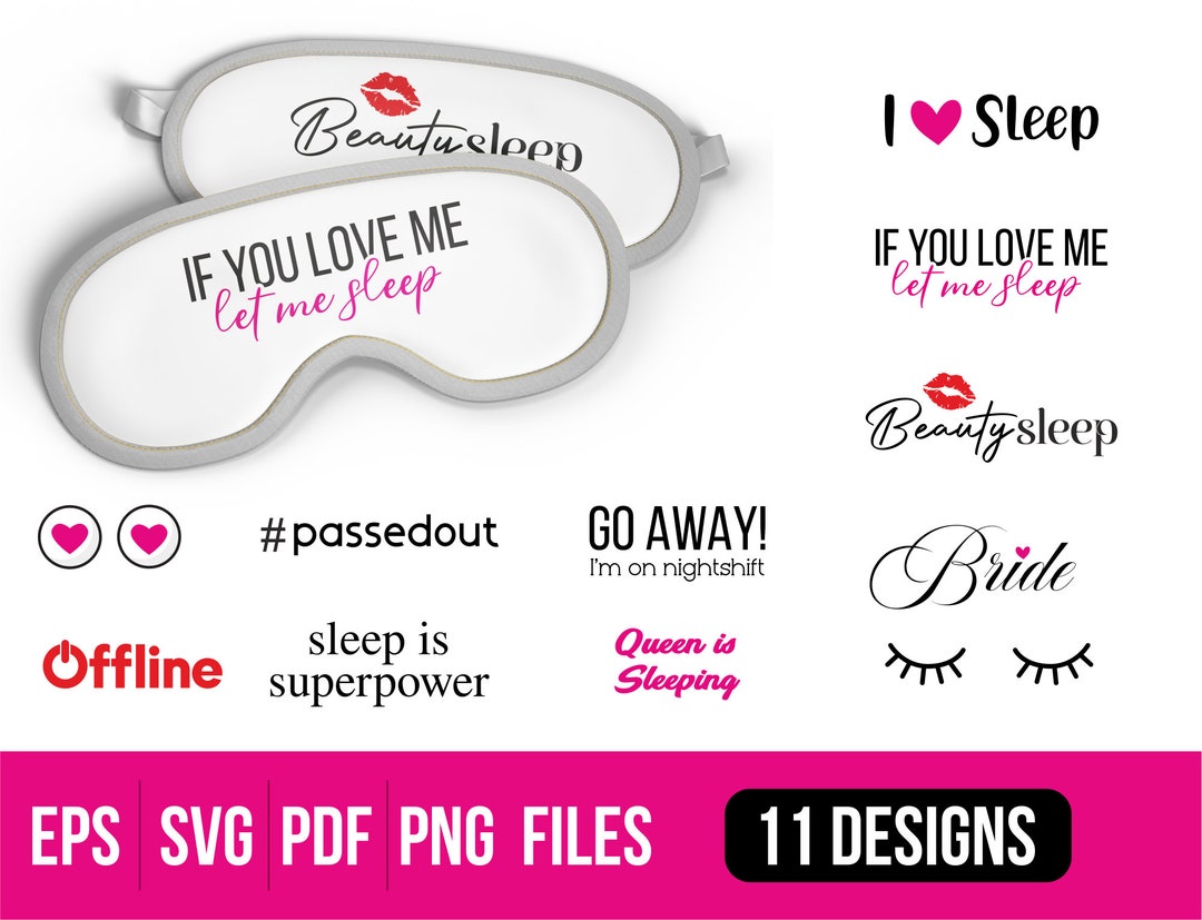 Sleeping Mask Svg I 11 Mask Sleep Vector I Sleep Mask SVG File Print