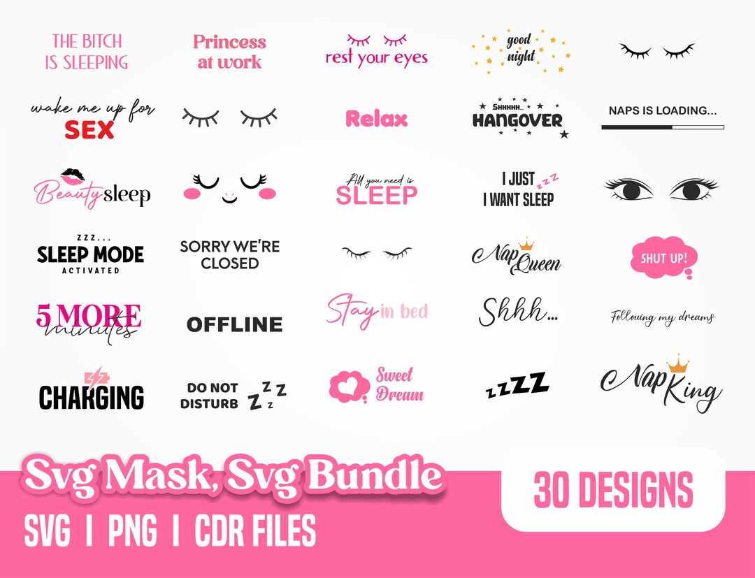 Sleep Mask SVG Funny Mask Svg Sleeping Mask Icons Sleep Mask Vector
