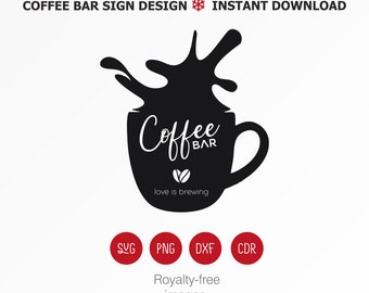Coffee Bar Sign Kitchen | Custom Coffee Sign | Cnc Dxf | Coffee Bar Signs Home & Living | Cdr | Svg | Png