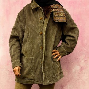 Vintage corduroy herenjack van Thomas Burberry: maat L, geruite voering, klassieke Britse stijl