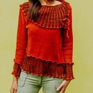 Vintage französischer Oversized Pullover: 80er Jahre Retro Acryl-Mischung