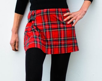 plaid miniskirt /Vintage 90s Red Plaid Tartan Plaid Mini Skirt - Size L