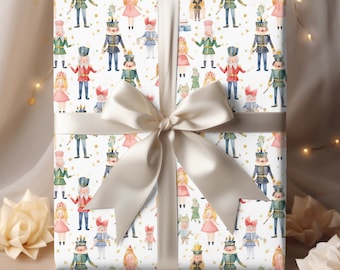 Nutcracker Wrapping Paper, Sugar Plum Fairy Gift Wrap, Pink Christmas Wrapping Paper, Ballet Christmas Gift Wrap