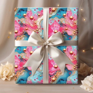 Aqua Polka Dot Vintage Gift Wrap  Baby & Bridal Shower Wrapping