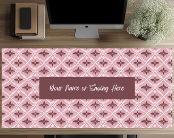 Desk Mat Personalized Pattern Pink Trellis Desk Accessory Cute Workspace Trendy Workspace Trendy Pattern Cute Desk Topper Desk Pad