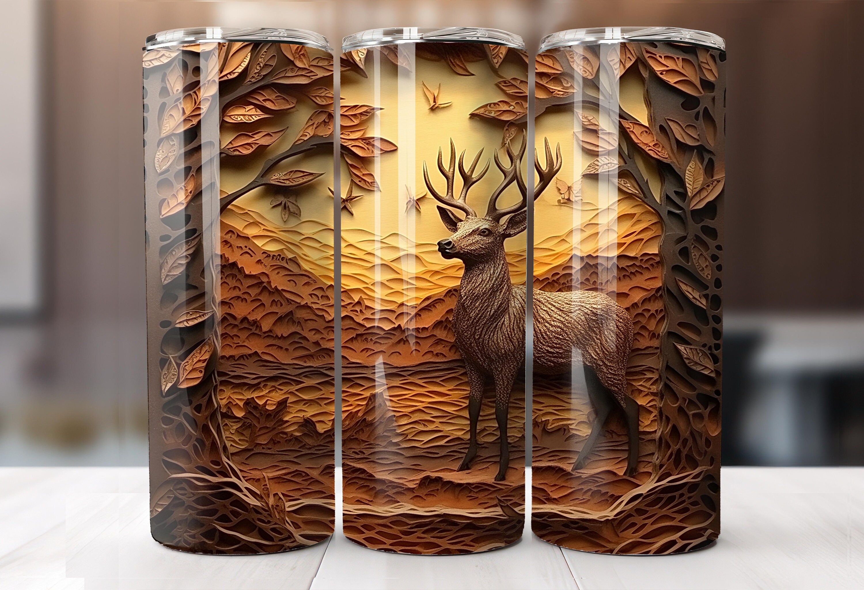 Deer Carving, 3D Wood Wall Art, Wood Cabin Décor, Deer Wall