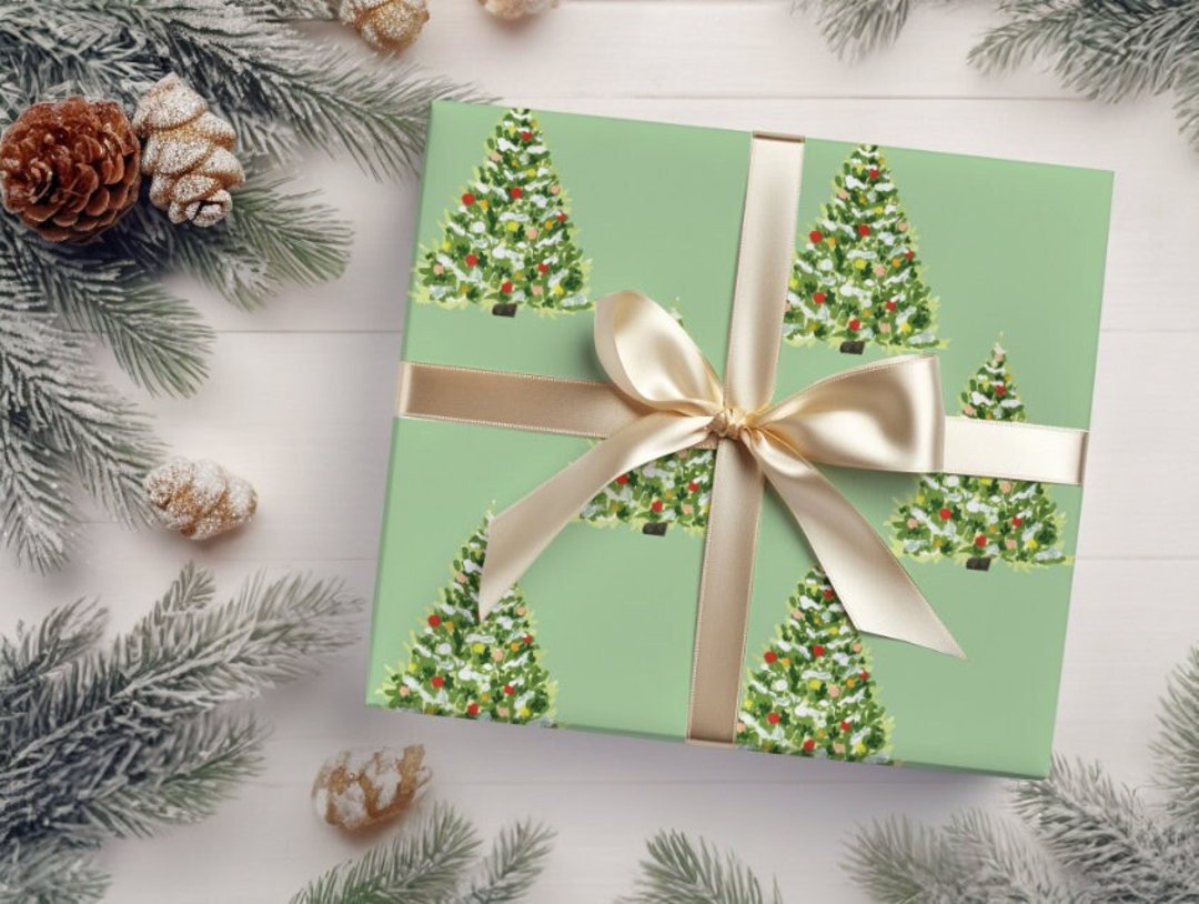 Christmas Trees Wrapping Paper Green tree Wrap Green Xmas Etsy