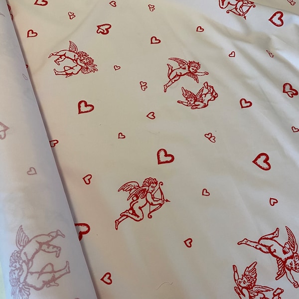 Deadstock cherub cupid valentines day cotton poplin by the yard