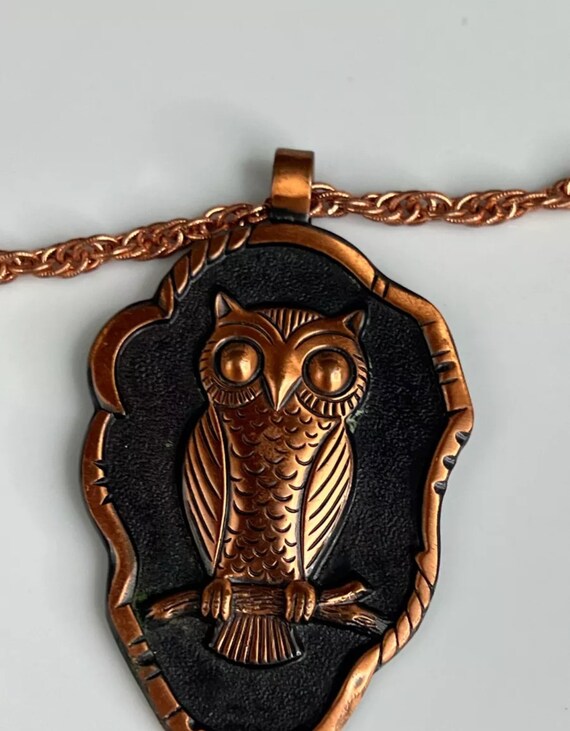 Vintage Bell Trading Post Solid Copper Owl Pendant