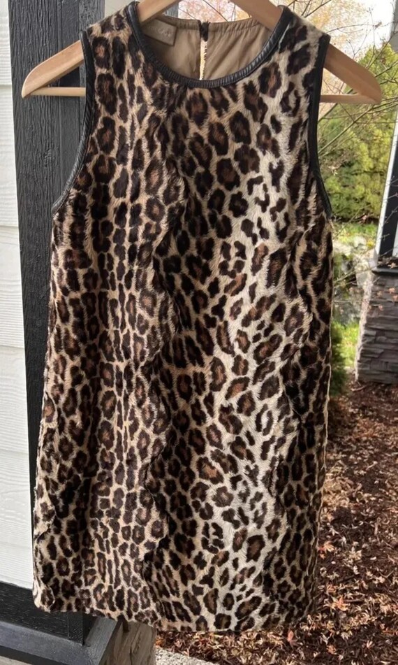 Future Ozbek Faux Fur Leopard Print A-Line Dress I