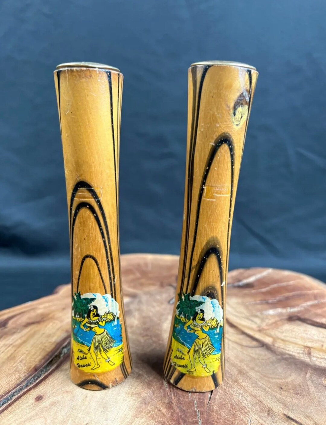 Vintage MCM Wood Hawaiian Hula Girl Salt and Pepper Shakers Etsy