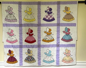 Vintage Quilt Sun Bonnet Susie handgemachte Applikation Quilt