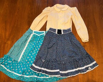 Vintage Gunne Sax estilo niñas faldas y tops Cottage Core Prairie 7 - 8