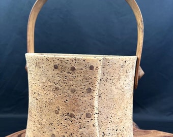 Vintage MCM Cork Ice Bucket with Tin Lining