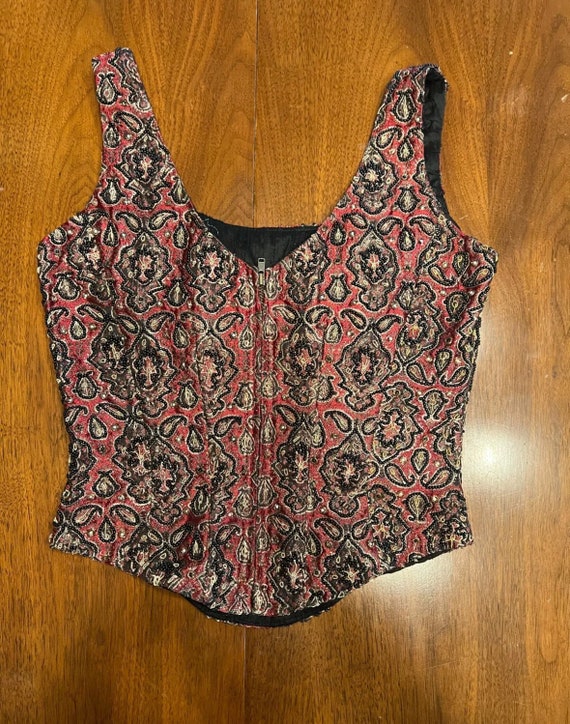 Sequin Beaded Paisley Halter Top - image 4