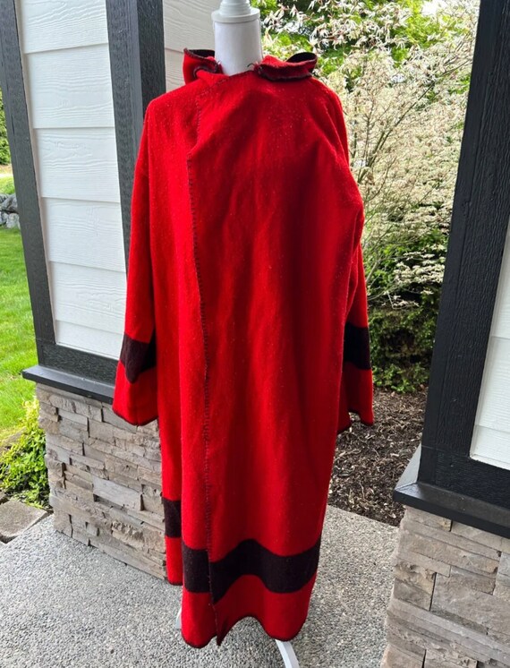 Vintage Hudson Bay Wool Duster Capote Coat Red Wool C… - Gem
