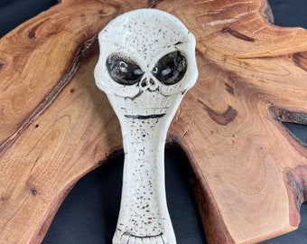 Ceramic Skeleton Skull Spoon Rest - Spooky