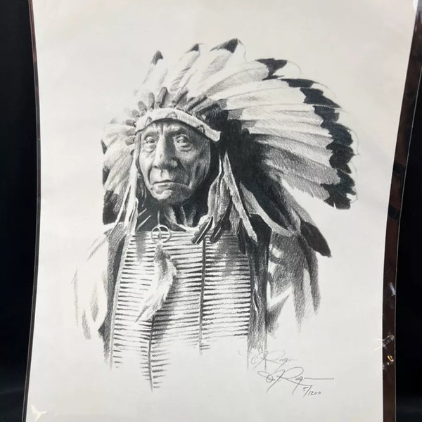 Chief Red Cloud Vintage David J. Rogers Signed Limited Ed. 8.5 x11 Print 5/1200