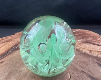 Art Glass Paperweight In Sea Foam Green