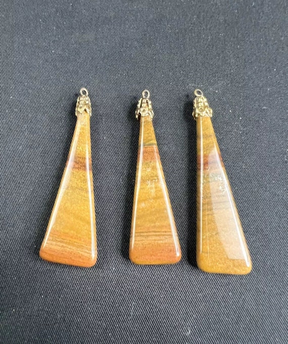 Set of 3 Agate Natural Gemstone Pendants