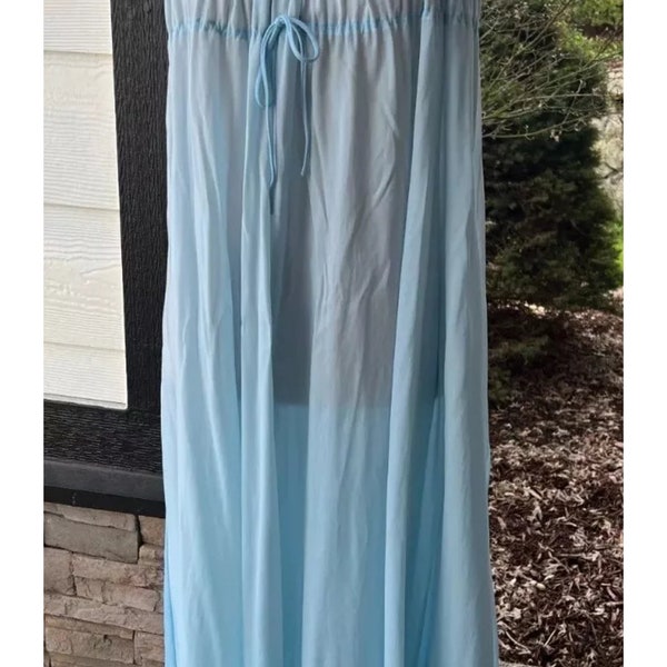 Vintage Cinderella Blue Semi Sheer Long Nightgown Medium