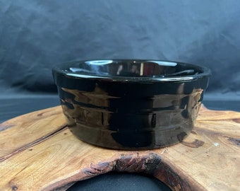 Longaberger Pottery Ebony Black Pet Bowl Crock Keramik Korbgeflecht