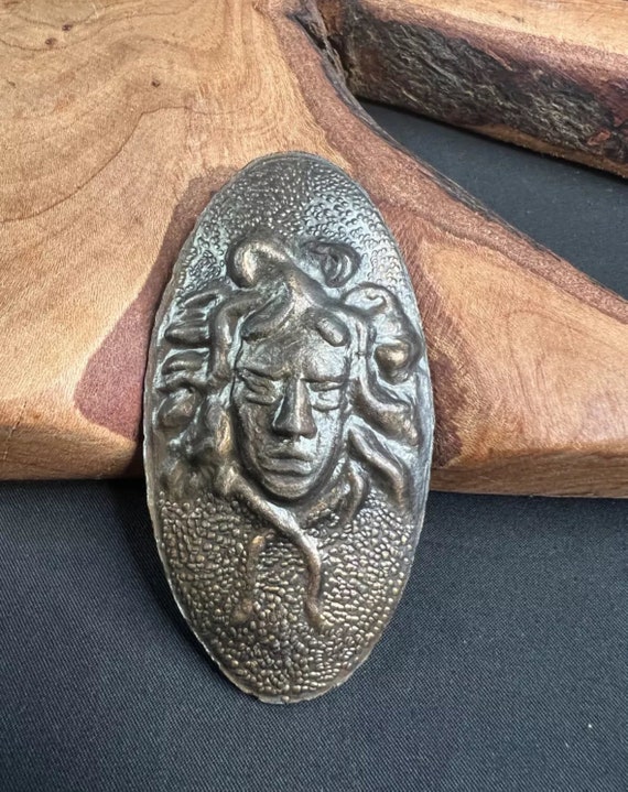 Vintage Bronze Tone Medusa Pendant Greek Mythology