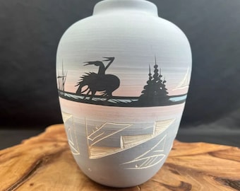 Vintage Navajo Native American Pottery Vase signiert Todichiinii