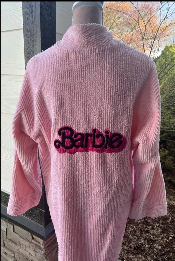 Pink BARBIE Chenille Robe Hand Embroidered Robe B… - image 2