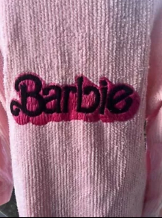 Pink BARBIE Chenille Robe Hand Embroidered Robe B… - image 3