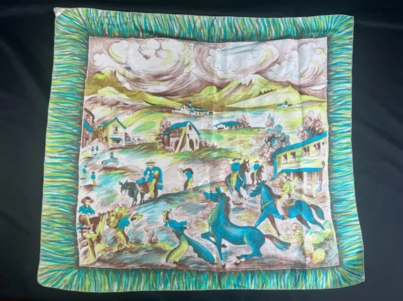 Vintage Momme Brico Turquoise Equestrian Burro Si… - image 1