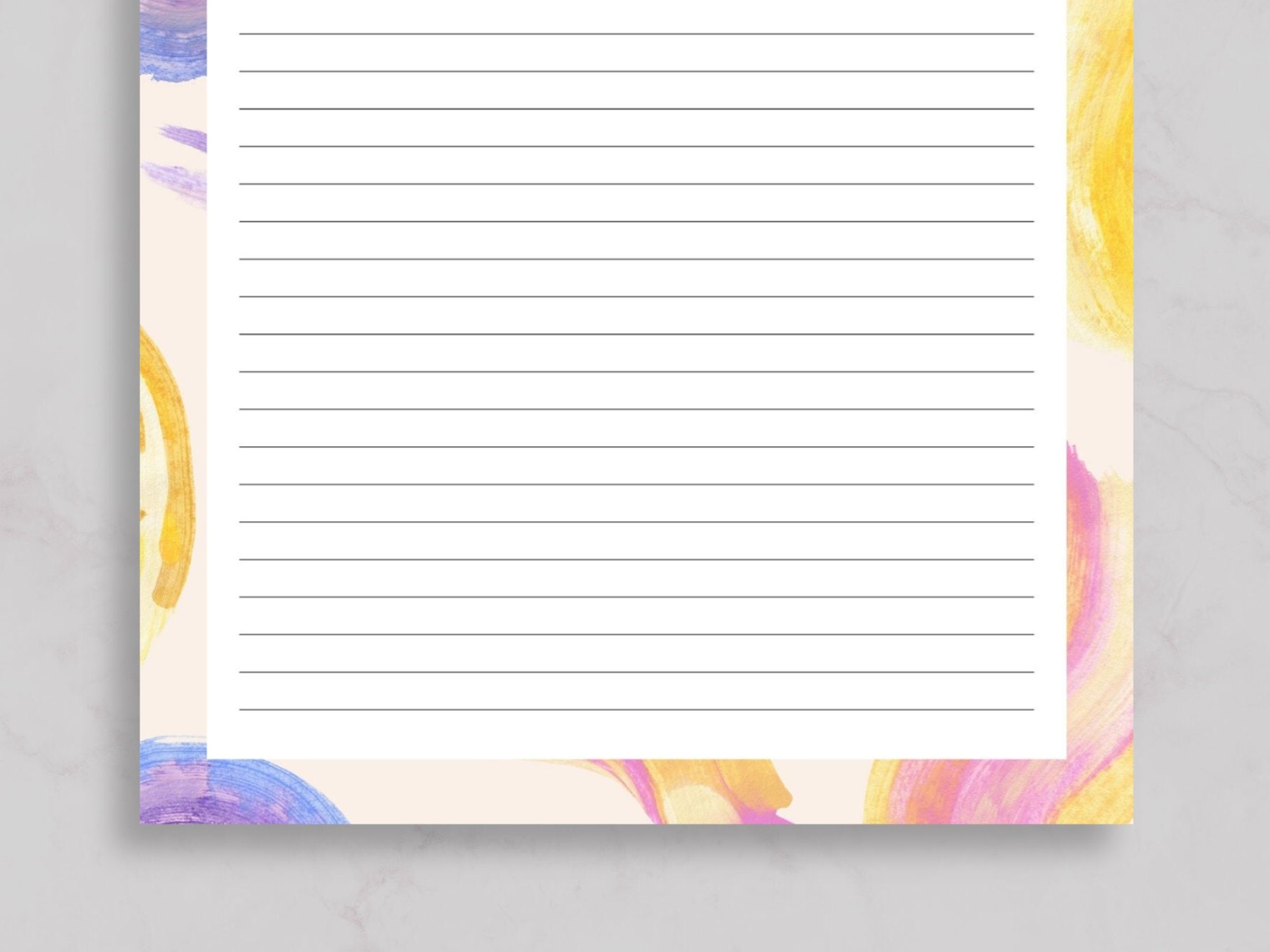 Printable Stationery Paper, Digital Lined Letter Writing Paper, Cute