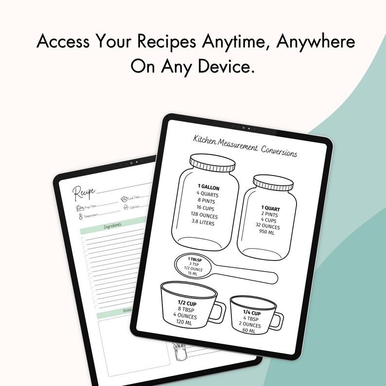 Recipe Book Printable, Cookbook for Recipes, Digital Recipe Book ...