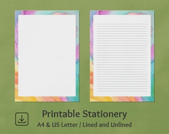 Carta di cancelleria stampabile, pagina di scrittura di lettere digitali, bella carta da lettere, modello di carta per appunti digitale, foglio di scrittura del diario