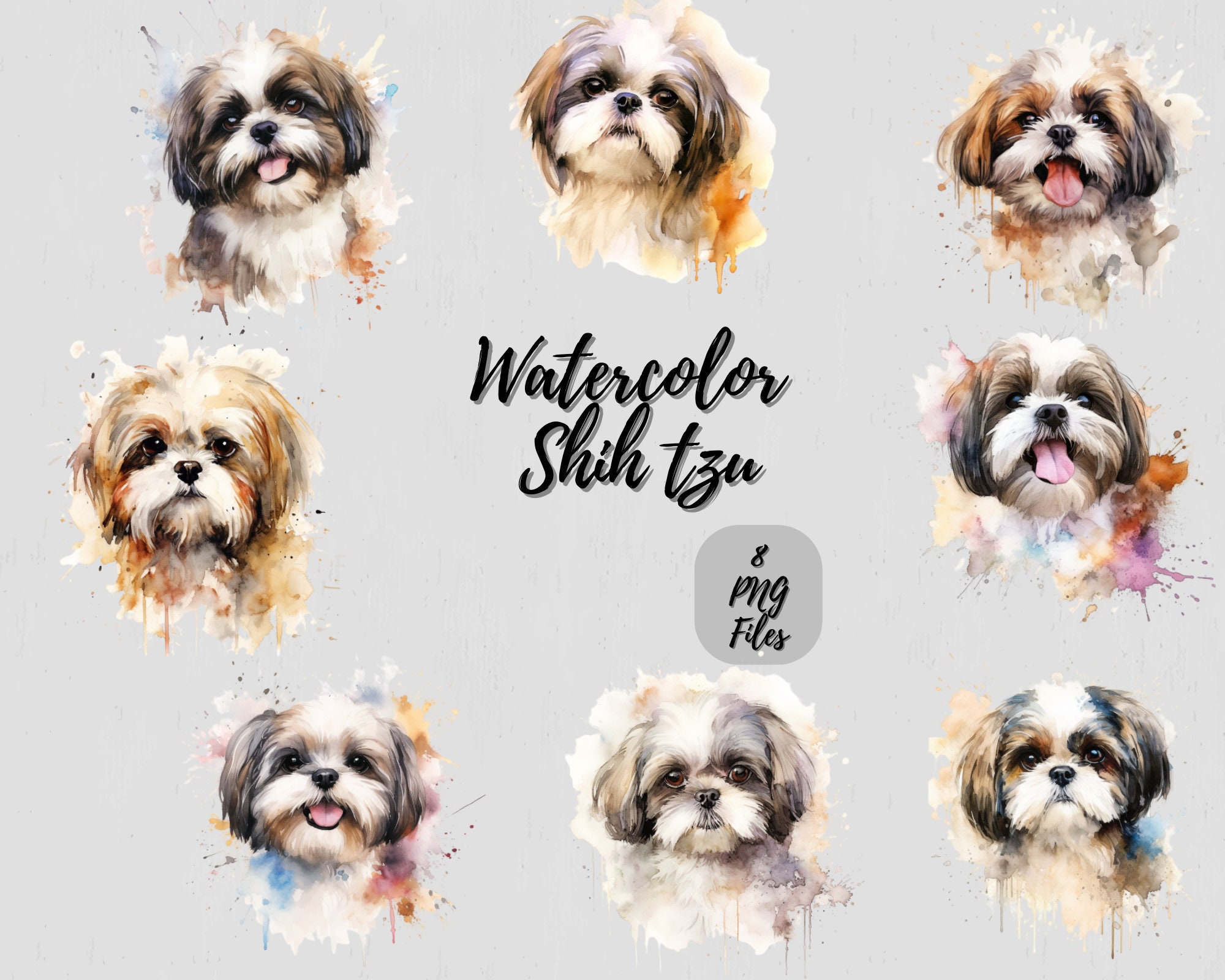 Watercolor Shih Tzu Digital Download Wall Art Watercolor - Etsy