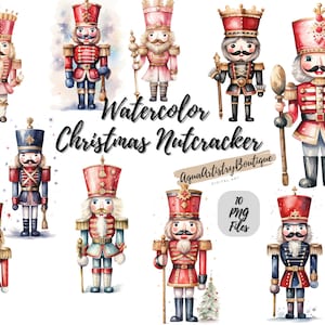 Quebra-nozes de Natal em aquarela | Download digital | Arte de parede | Clipart aquarela | Clipart de convite | Pacote de Natal Clipart