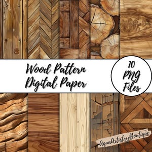 Papel digital de madera / Fondo de madera / Papel digital de madera / Clipart de textura de madera / Patrón sin costuras / Patrón de madera / Patrón de tablones de madera