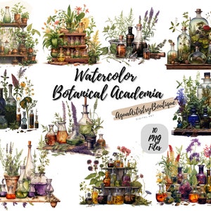 Academia Botânica Aquarela | Download digital | Clipart aquarela | Academia Botânica PNG | Clipart de convite | Jardim, pacote Clipart