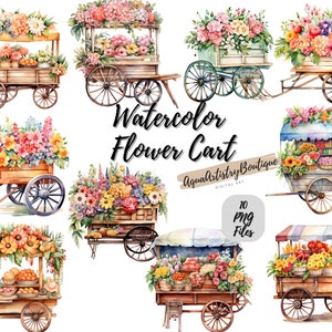 Aquarell Blumen Warenkorb | Digitaler Download | Wandkunst | Aquarell Clipart | Blumen Warenkorb PNG | Einladung Clipart | Blumen-Bundle Clipart