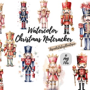 Quebra-nozes de Natal em aquarela | Download digital | Arte de parede | Clipart aquarela | Clipart de convite | Pacote de Natal Clipart