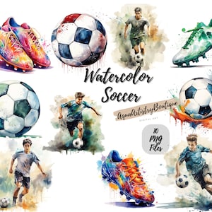Aquarell Fußball | Digitaler Download | Wandkunst | Aquarell Clipart | Fußball PNG | Einladung Clipart | Sport Bundle Clipart