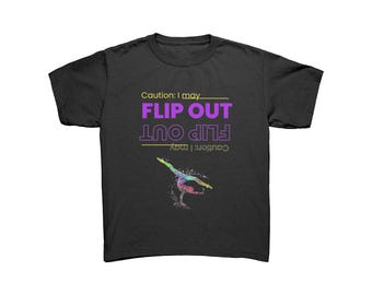 Caution: I may flip out children's gymnastics t-shirt, t-shirt for gymnasts