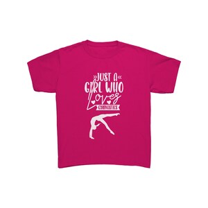 Just a Girl Who Loves Gymnastics Children&#39;s T-Shirt with White Text