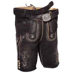 Mens Leather Lederhosen Shorts: Authentic Oktoberfest Bavarian Costume