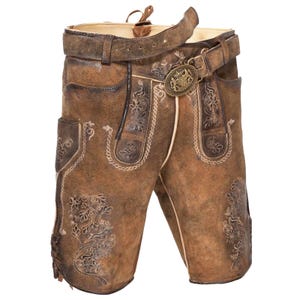 Handmade Leather Lederhosen: Bavarian Oktoberfest Trachten Shorts