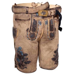 Men&#39;s Suede Leather Lederhosen: Embroidered Bavarian Oktoberfest Costume